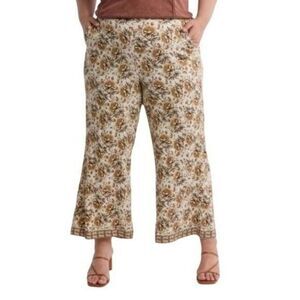 Max Studio Career Casual Pull-on Wide Leg Pants In Cream/clay All blooms 3X